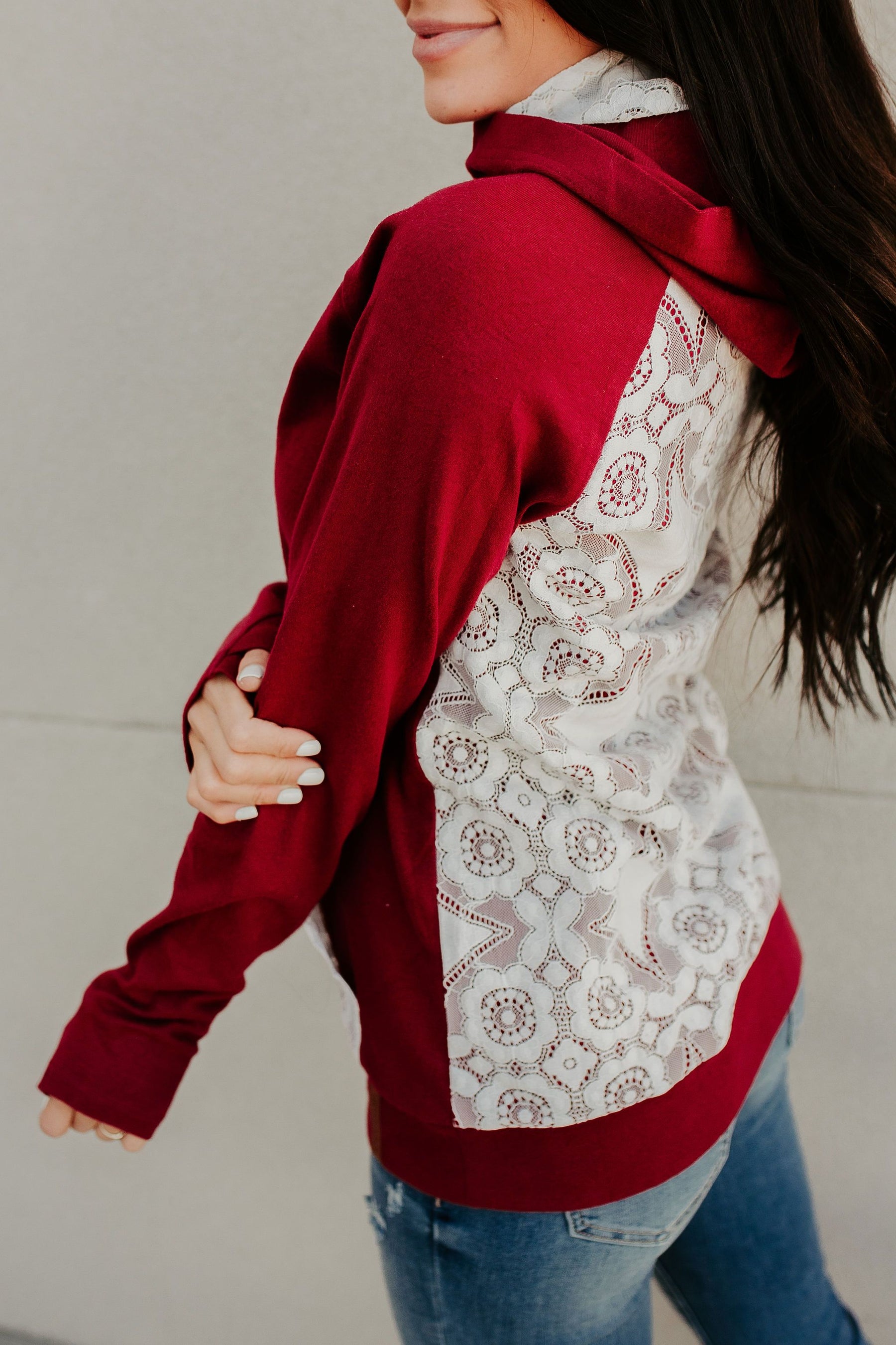 Ampersand Avenue Doublehood™ Sweatshirt - Lovely Lace Burgundy